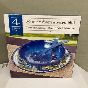 Rustic Serveware Set - Blue Melamine